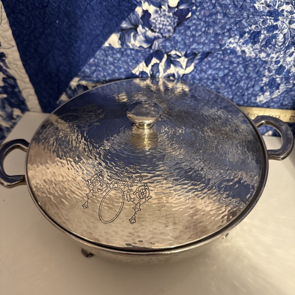Vintage Homan Mfg Co Sheffield Design EPNS Etched Silverplate Serving Dish Lid
